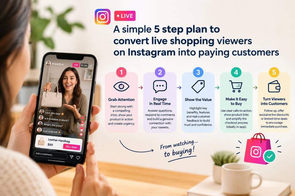 A simple 5-step plan to convert live shopping viewers on Instagram into paying customers